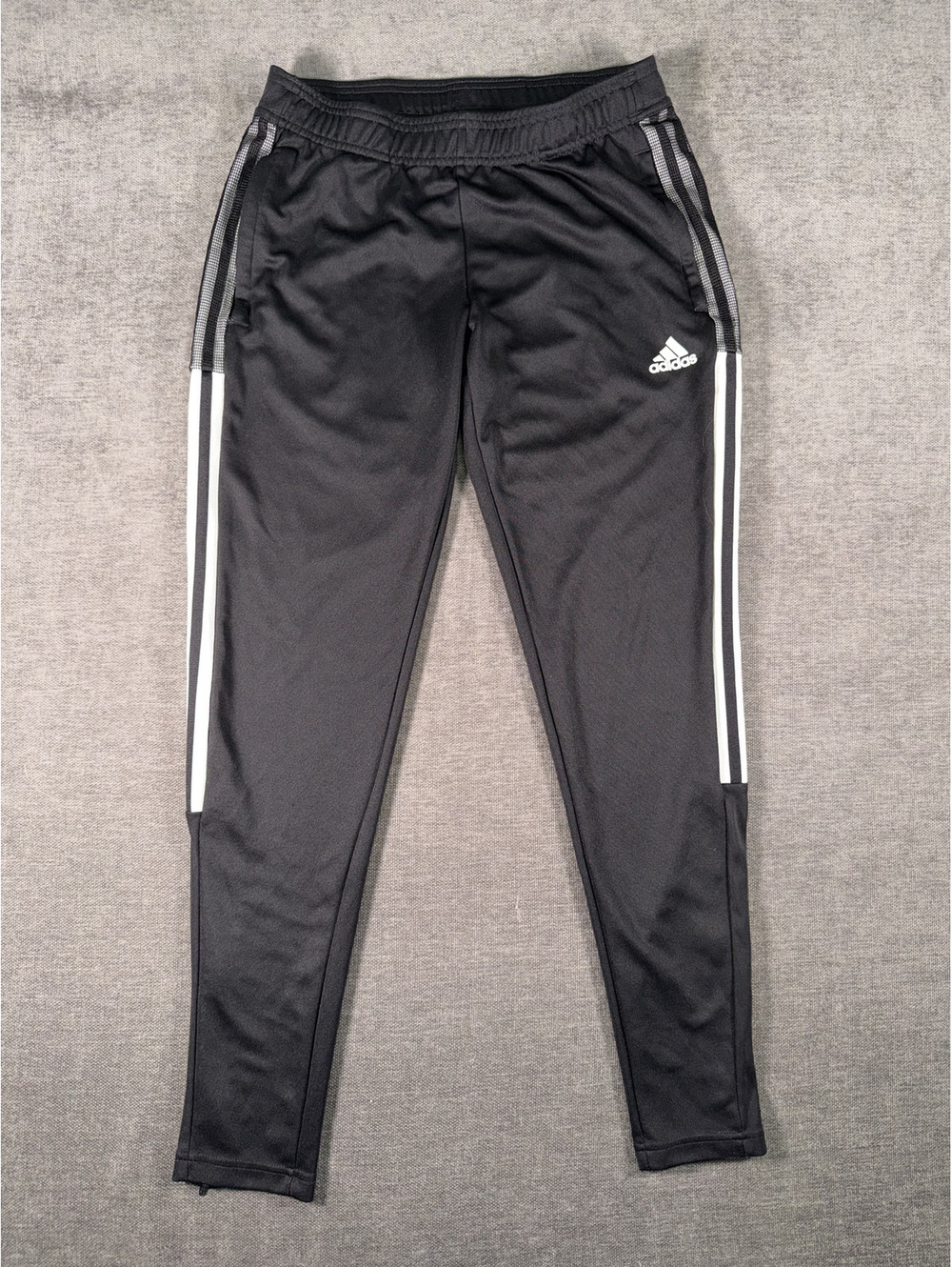 Adidas Men's Black Track Pants Size S with White Stripes